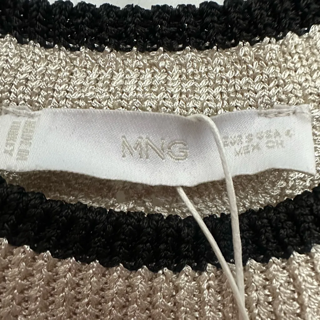 Mango Fringed Hem Sleeveless Sweater Dress Size 4 In Ecru Crew Neck Boho NWT - Image 5