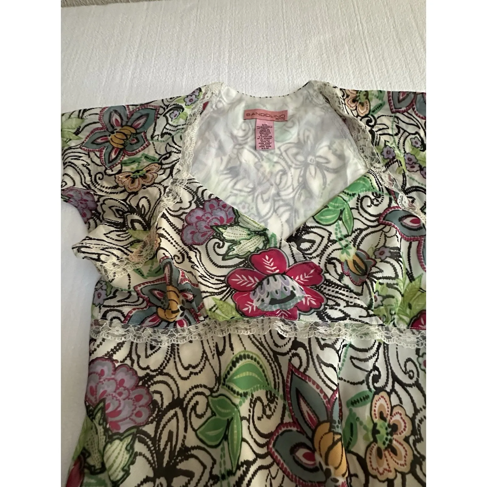 Y2K Vintage Babydoll Top Fairy Whimsy‎ Lace Floral Flutter Sleeve 10P Womens - Image 3