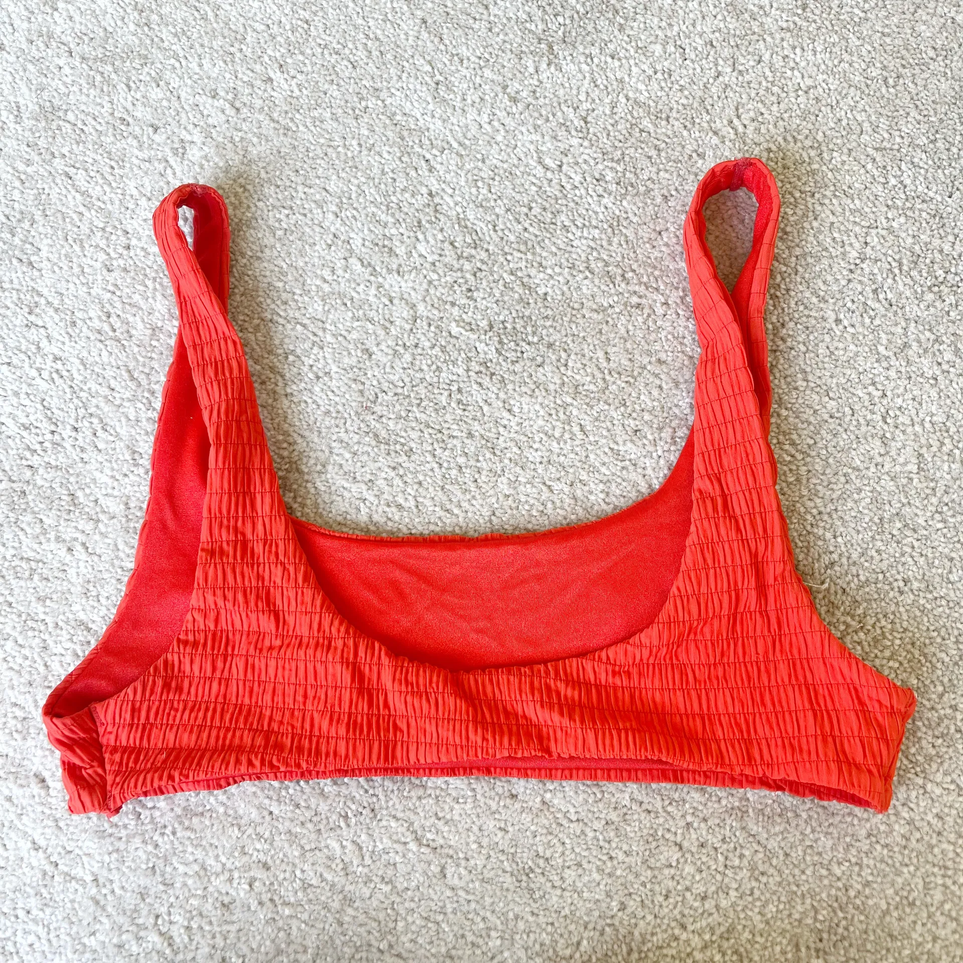Bianca Red Smocked Scoopneck Swim Bikini Top - Image 4