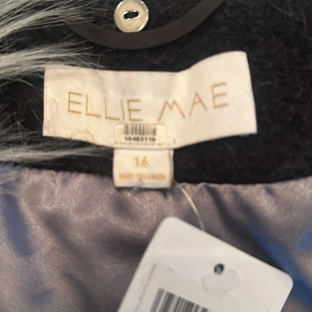 Ellie Mae Alea jacket removable faux fur collar leather trim size 14 $845 Black - Image 4