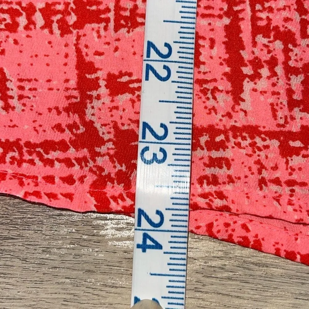 Banana Republic Womens Aubrey Long Sleeve Abstract Pullover Tunic Blouse Red Pin - Image 9