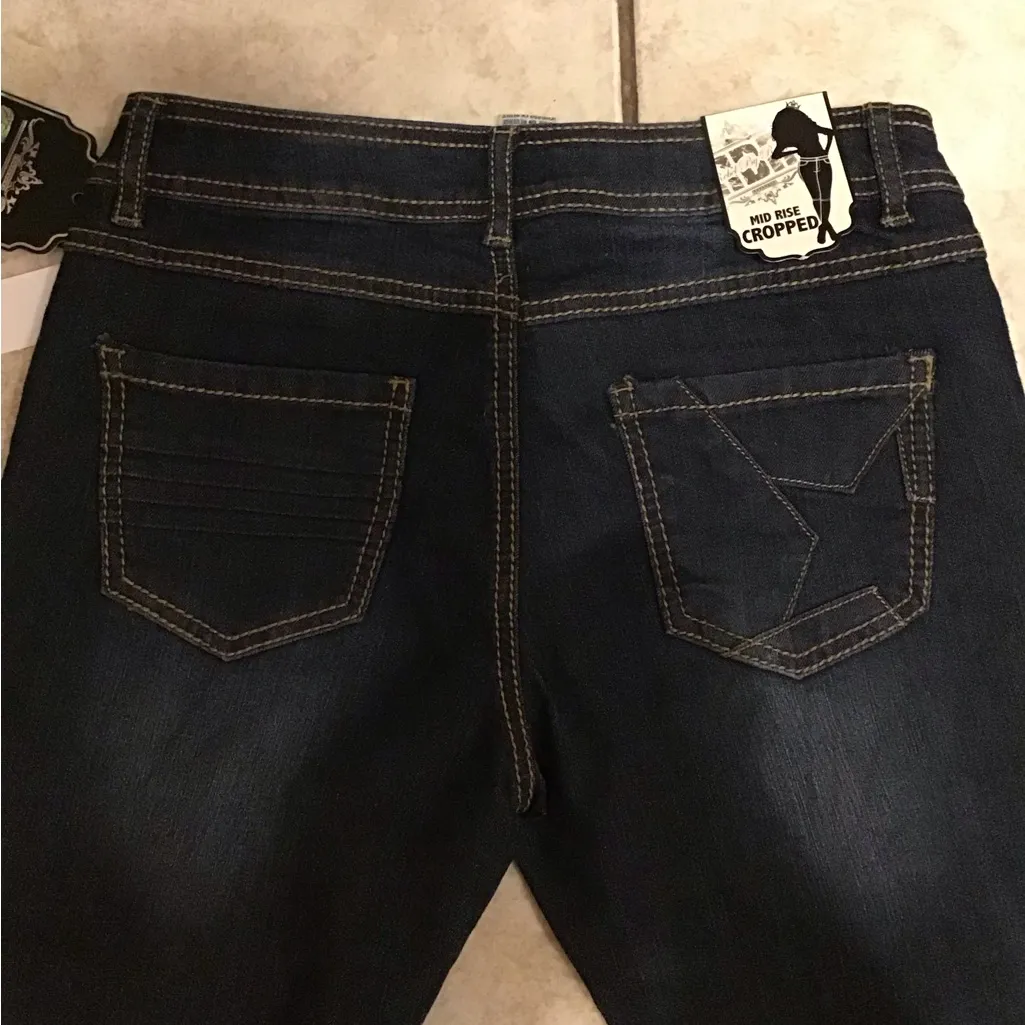 Rebel by a rights crop hem with bold stitching Blue Size undefined - Image 6