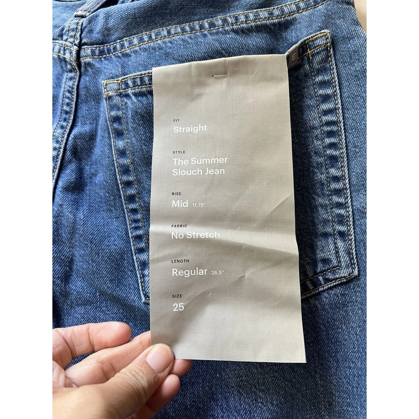 Everlane Jeans Womens 25 Summer Slouch Straight Fit Med Wash Button Fly Nwt - Image 6