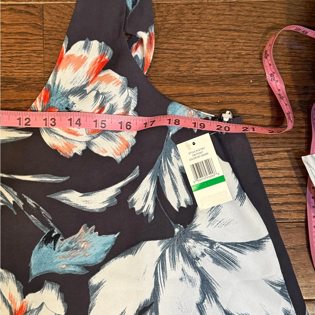 1.STATE Floral Sleeveless Scoop Neck Top NWT Size Large Ebony - Image 6