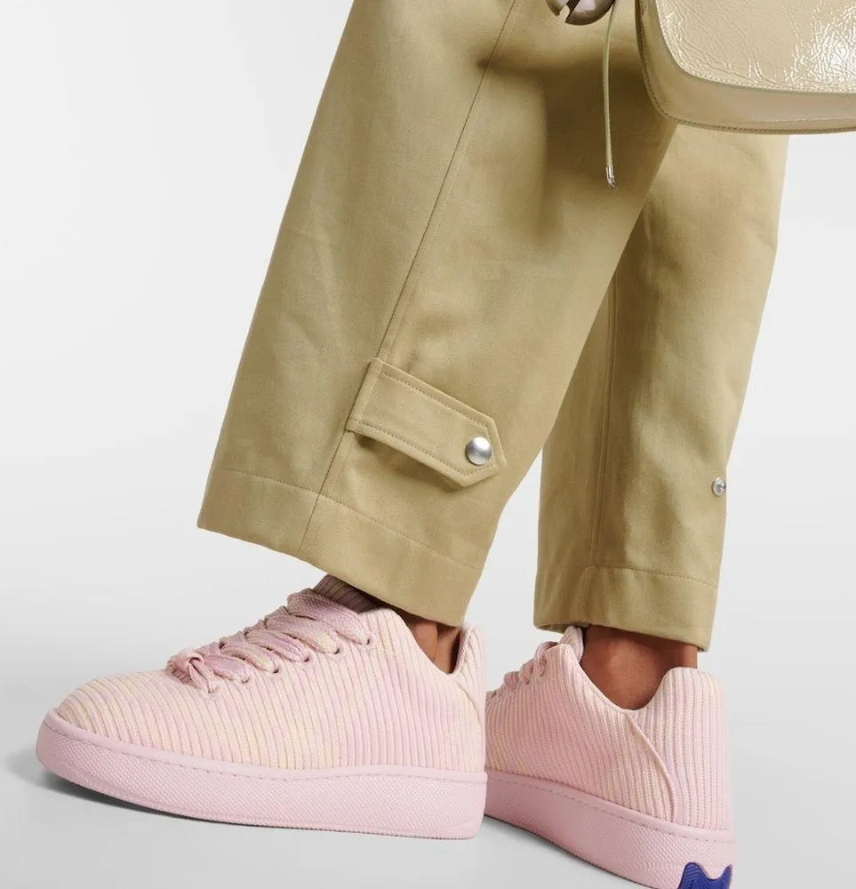 Burberry Knit Low Top Sneakers Cameo Pink Check Size 36.5 6.5 US NEW - Image 2