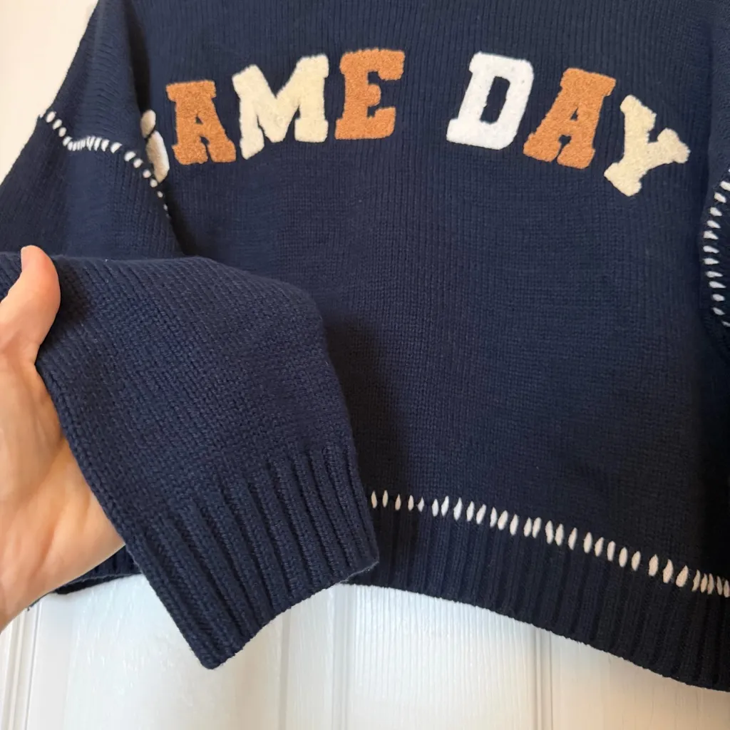 NWT Jessica Simpson Game Day Knitted Navy Sweater - Image 3