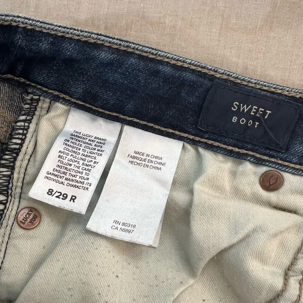 Lucky brand mid rise darker wash sweet boot cut jeans size 8 or 29 - Image 9