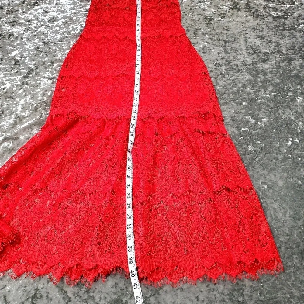 Lulu's Manning Red Lace Tiered Midi Dress - Image 8