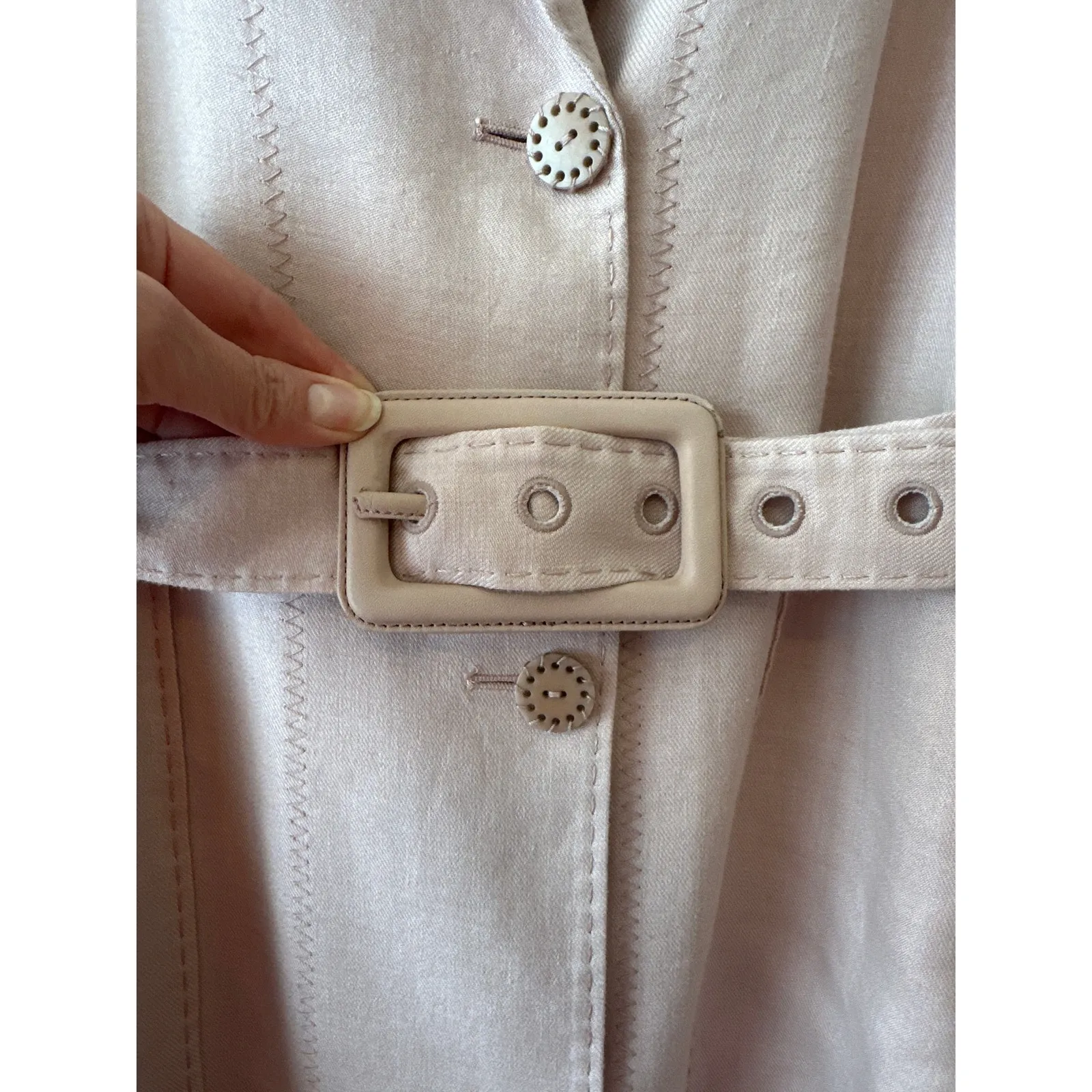 Zimmermann Luminous Blush Belted Linen Trench Duster Coat NWT Size 6 - Image 8