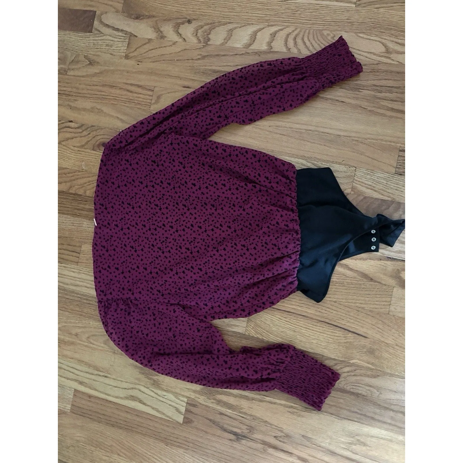 MISA Size S Body Suit Star Blouse Maroon Black Red - Image 4