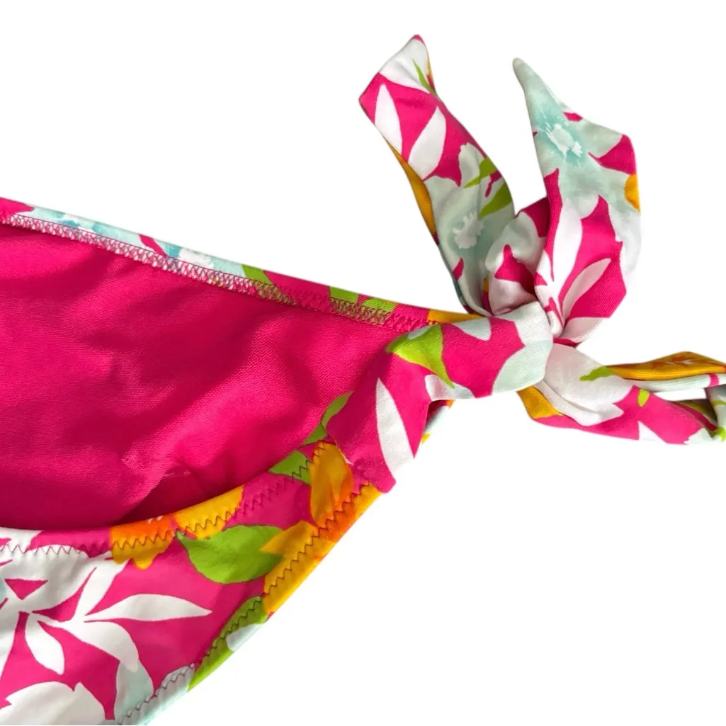 Hollister Push Up Bikini Sz M Hawaiian Floral Pink White Cheeky Bottom Underwire - Image 5