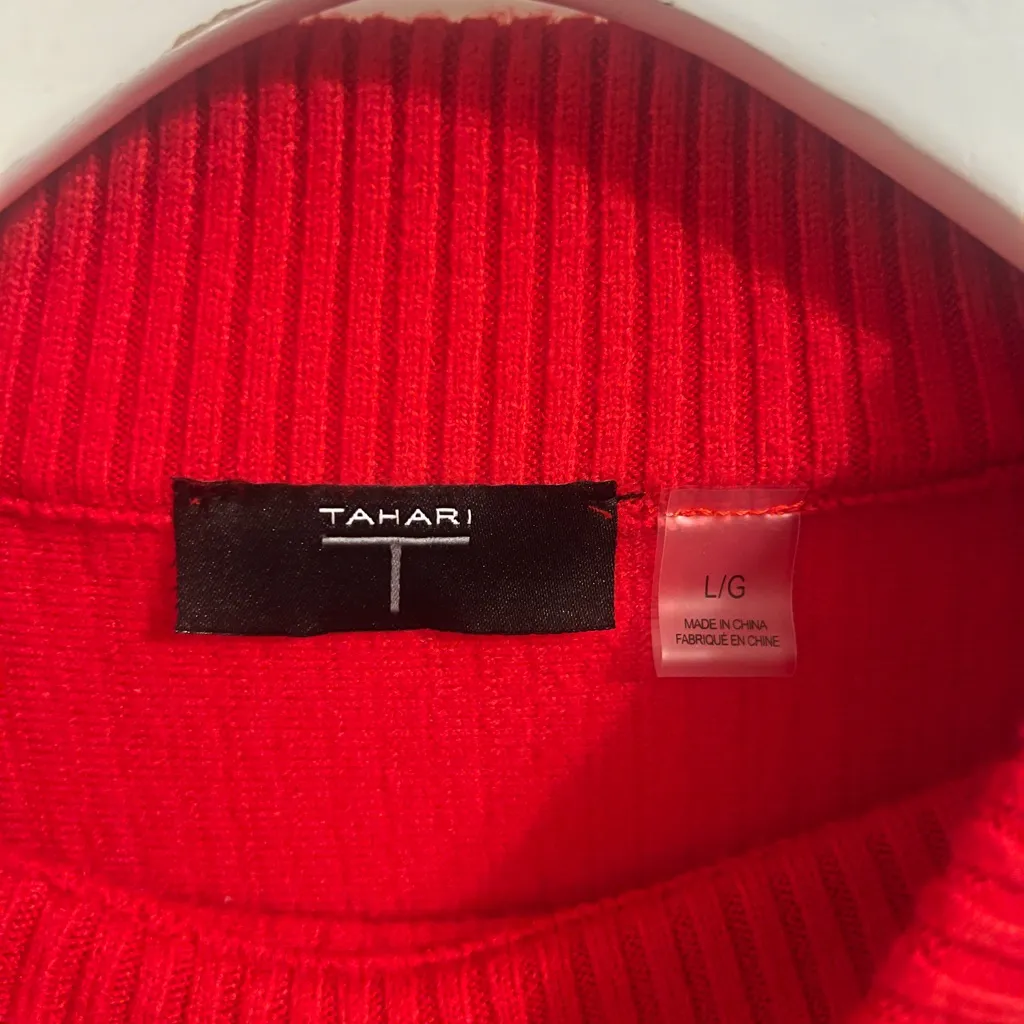 Tahari Vibrant Red Ribbed Knit Sweater - Image 4