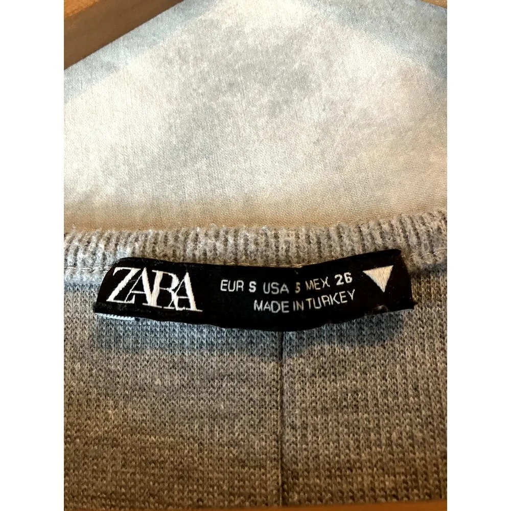 ZARA Ribbed Tee Shirt Mini Dress CASUAL MINIMALIST Gray Size Small S - Image 3