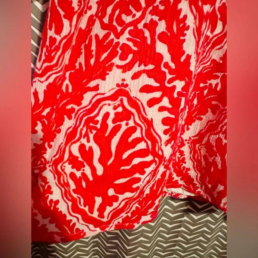 Lilly Pulitzer Red Doreen Island Coral Reef Madness Dress, Size 0 - Image 3