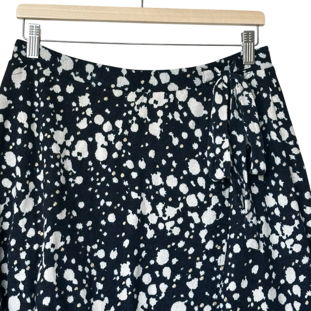 Maeve Faux Wrap Navy Confetti Knot polka dot feminine Skirt M - Image 8