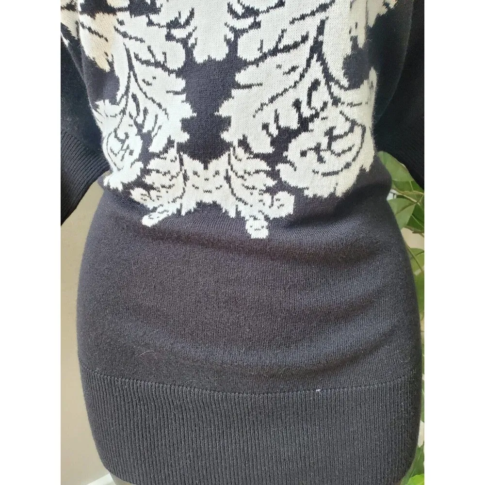 New York & Company Women's Black Round Neck Half Sleeve Pullover Sweater Size XL - Image 3