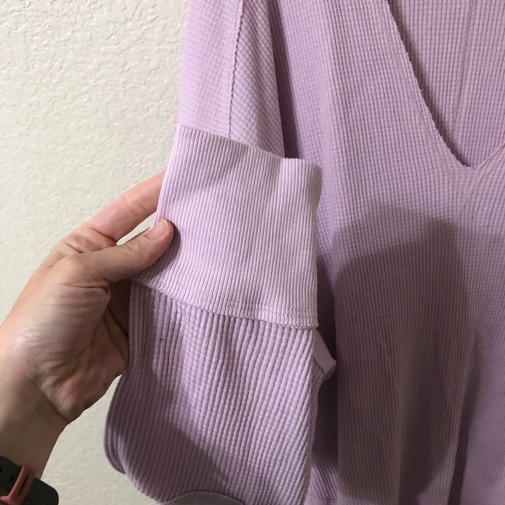 NWOT We The Free Buttercup Thermal Jersey Waffle Knit Longsleeve Lilac Top Large - Image 3