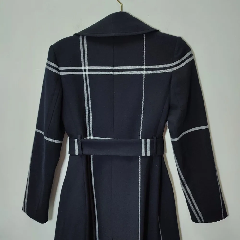 plaid coat dark blue white lines - Image 5