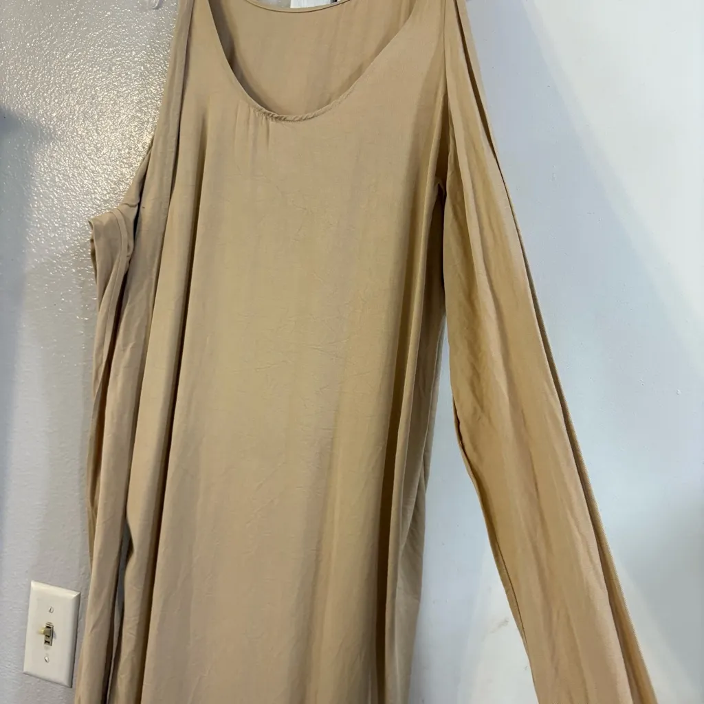 Shaina Mote Tie Dress Sand Lagenlook Oversized convertible Long Baggy Minimal Tan Size 0 - Image 7