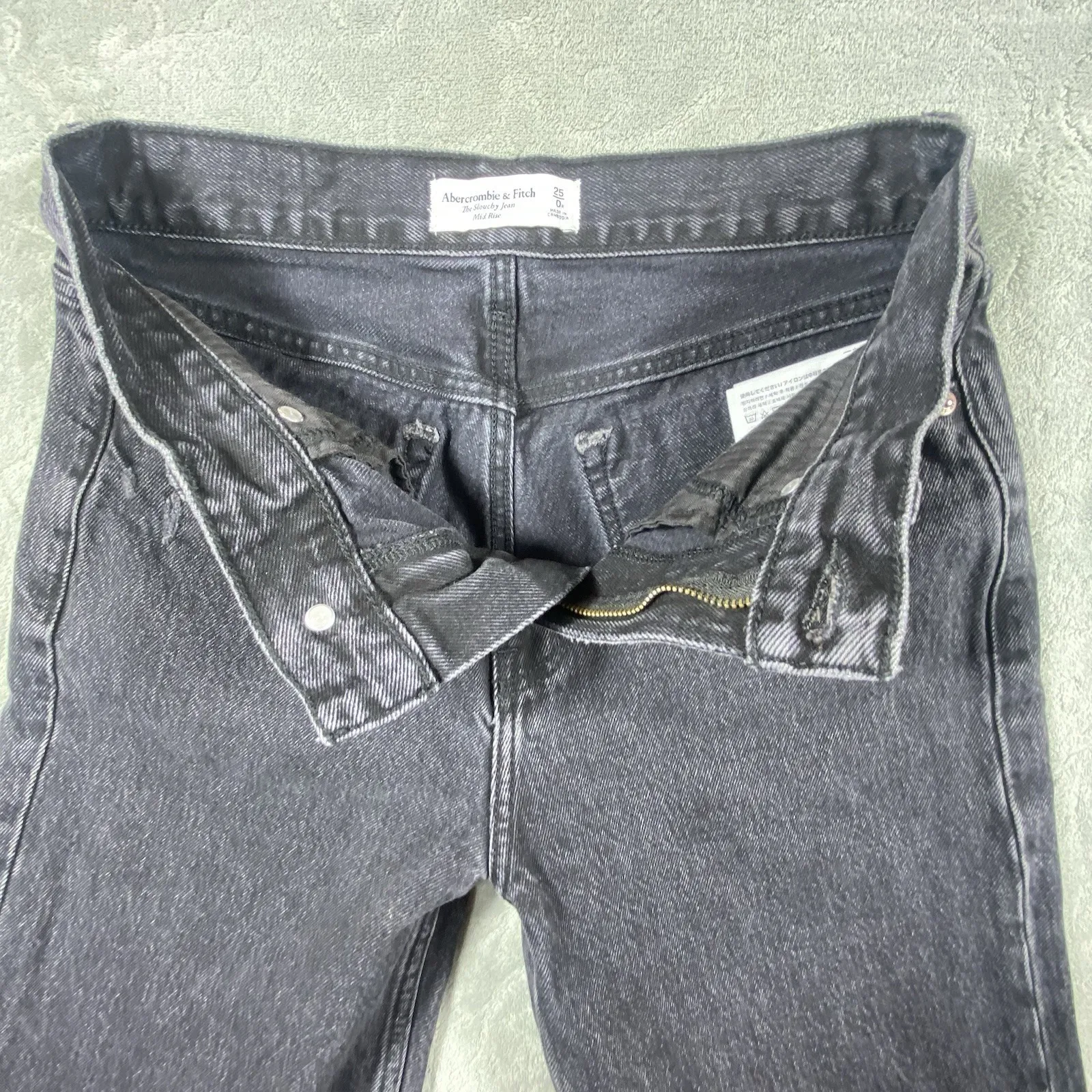 Abercrombie & Fitch The Slouchy Jean‎ Mid Rise Sz 0 Wide Leg Black Curve Love - Image 7