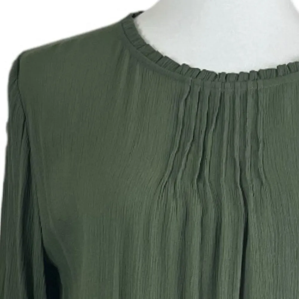 Time and Tru Blouse Boho Gauze Lace Pullover Olive Green Women’s Size Medium - Image 8