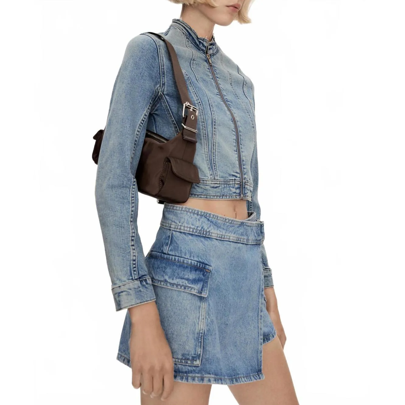 Mango Cotton Denim Skort Medium Blue NWT Small - Image 2