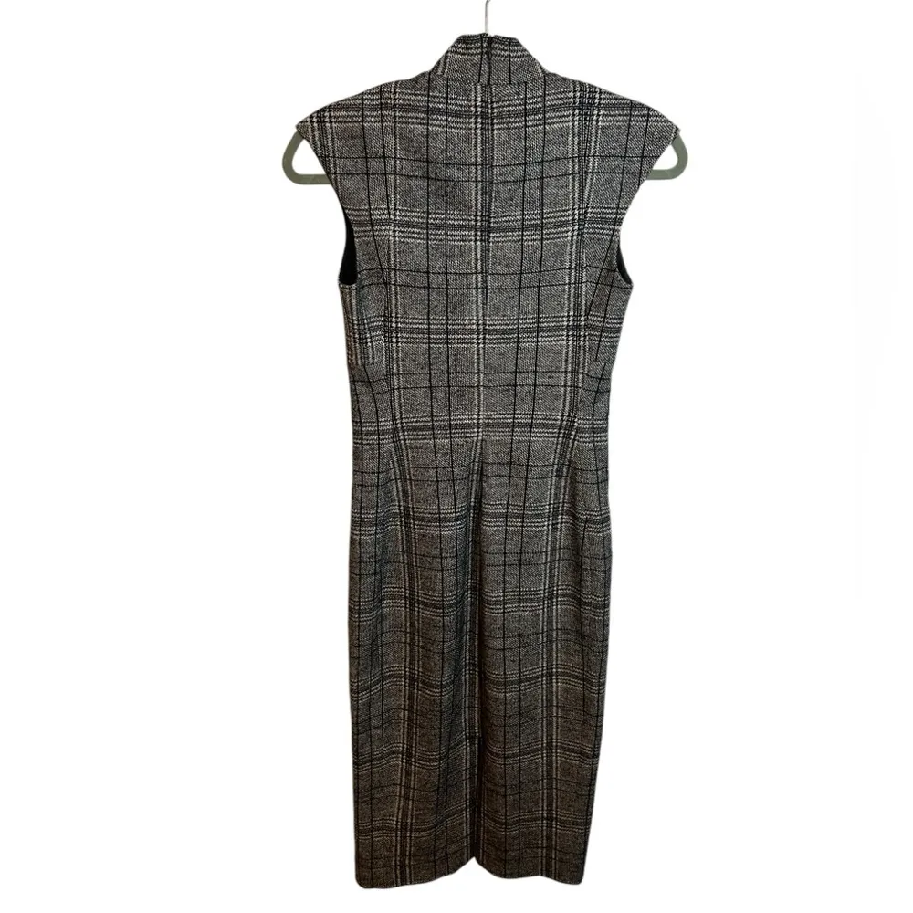 Judith & Charles Plaid Houndstooth Mock Neck Midi Dress Gray Size XS - Image 2