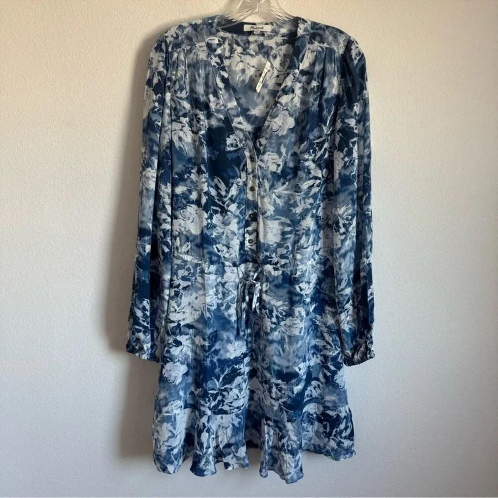 Madewell‎ Tie-Waist Mini Shirtdress in Floral Crepe Size: 6, NWT - Image 3