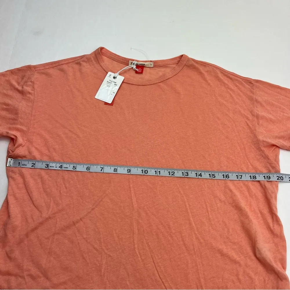 Marine Layer Hemp Cotton Blend Top Short Sleeve Shirt Women Size Small Peach NEW - Image 8