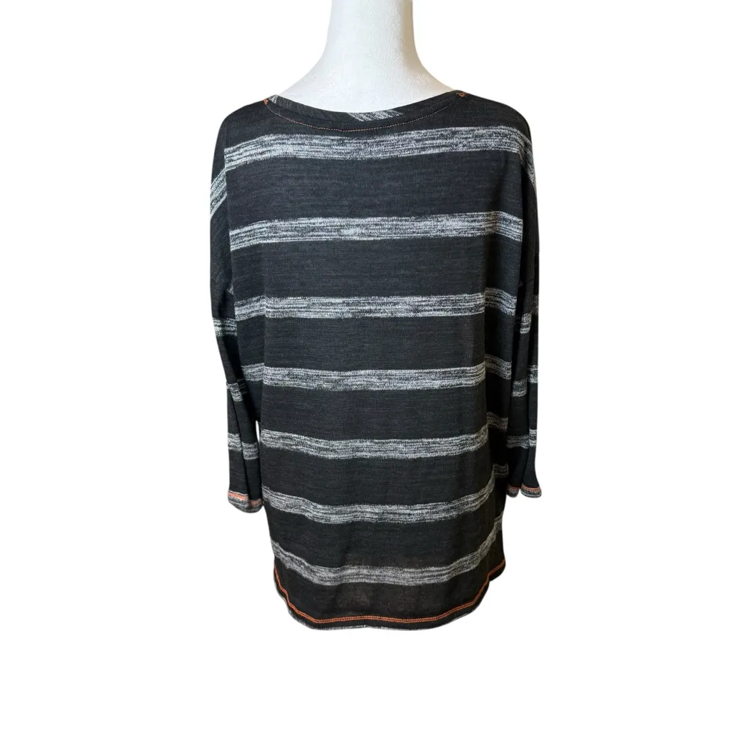 Onque Casual Womens Halloween Top Large Black Orange Haunted Forest Spider Woods - Image 4