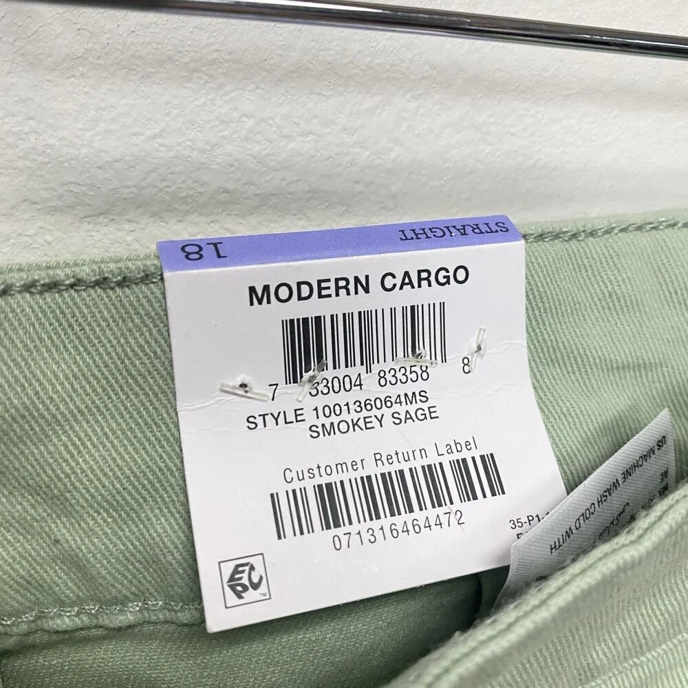 Style & co. Mid Rise Green Cargo Cropped Straight Jeans Womens 18 Smokey Sage - Image 4