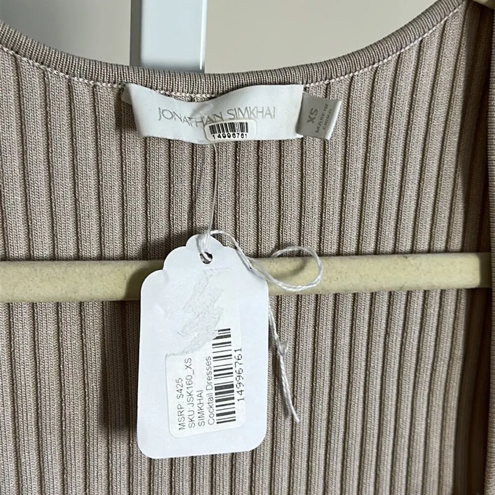 Johnathan Simkhai Florence Midi Dress in Stone Tan XS Gray - Image 6