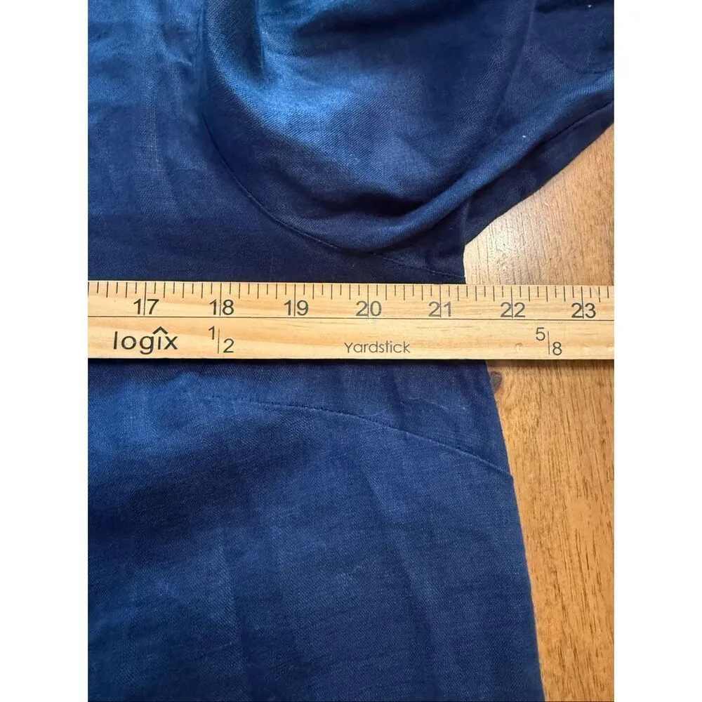 J.Jill Love Linen Raw Edge Tunic Top Blue Lagenlook Coastal Boho Quiet Luxury si Size L - Image 6
