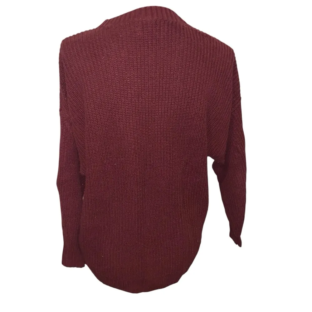 HOLLISTER Burgundy Knit Crewneck Sweater size XS - Image 4