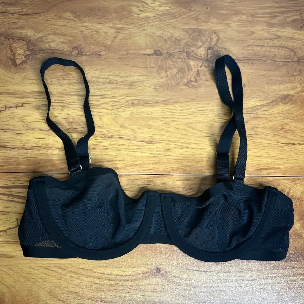 CUUP The Balconette Mesh Bra Size 30A Black Underwire Sheer‎ NEW - Image 2