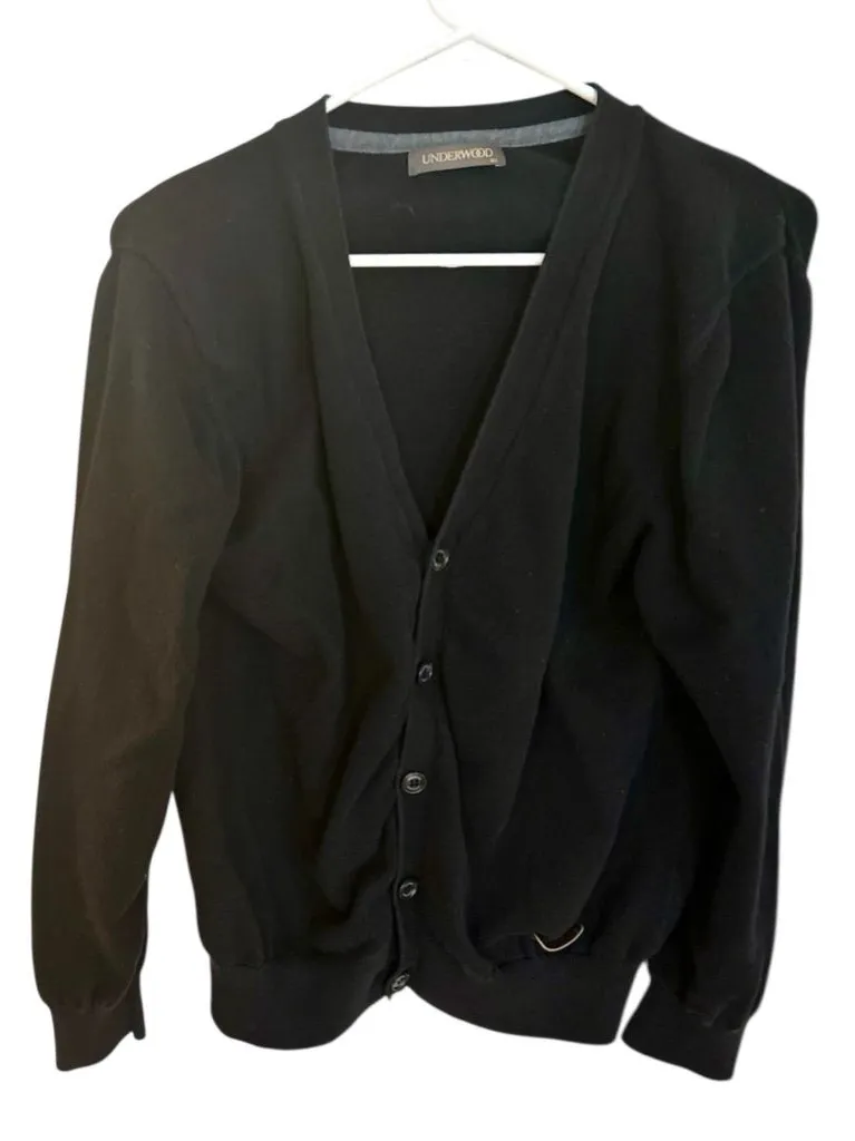 Underwood Black Button Front Cardigan Sweater Unisex Womens Medium Vintage Style - Image 1
