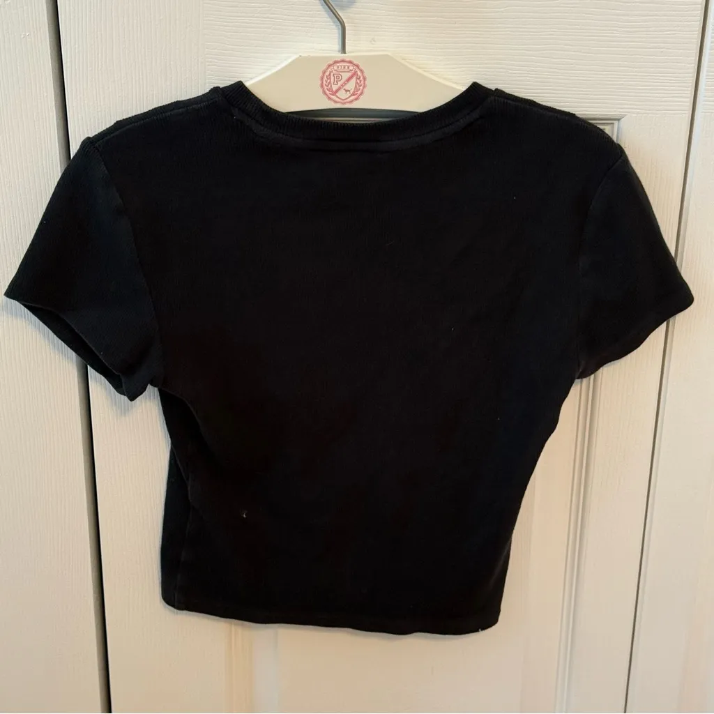 Abercrombie & Fitch Essential Rib Baby Tee in Black - Image 3