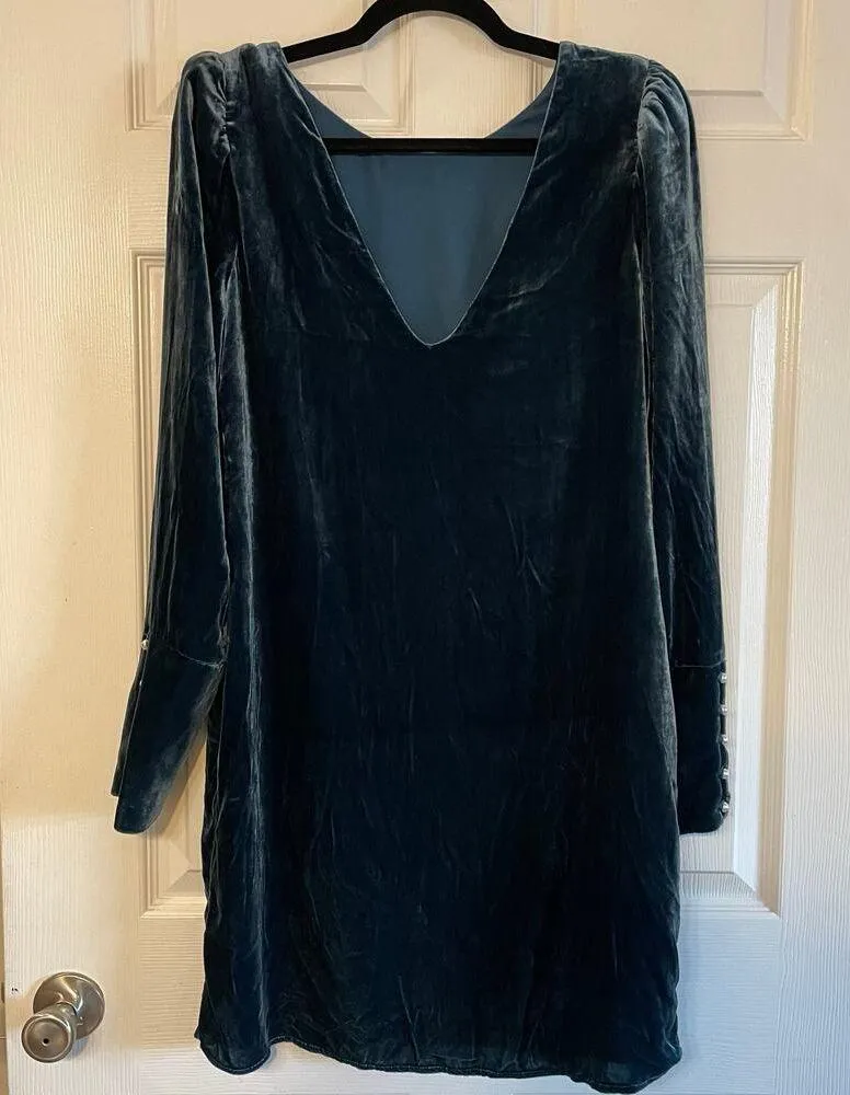 Charles Henry Womens Blue Velvet Sheath Dress Size Large - Image 2