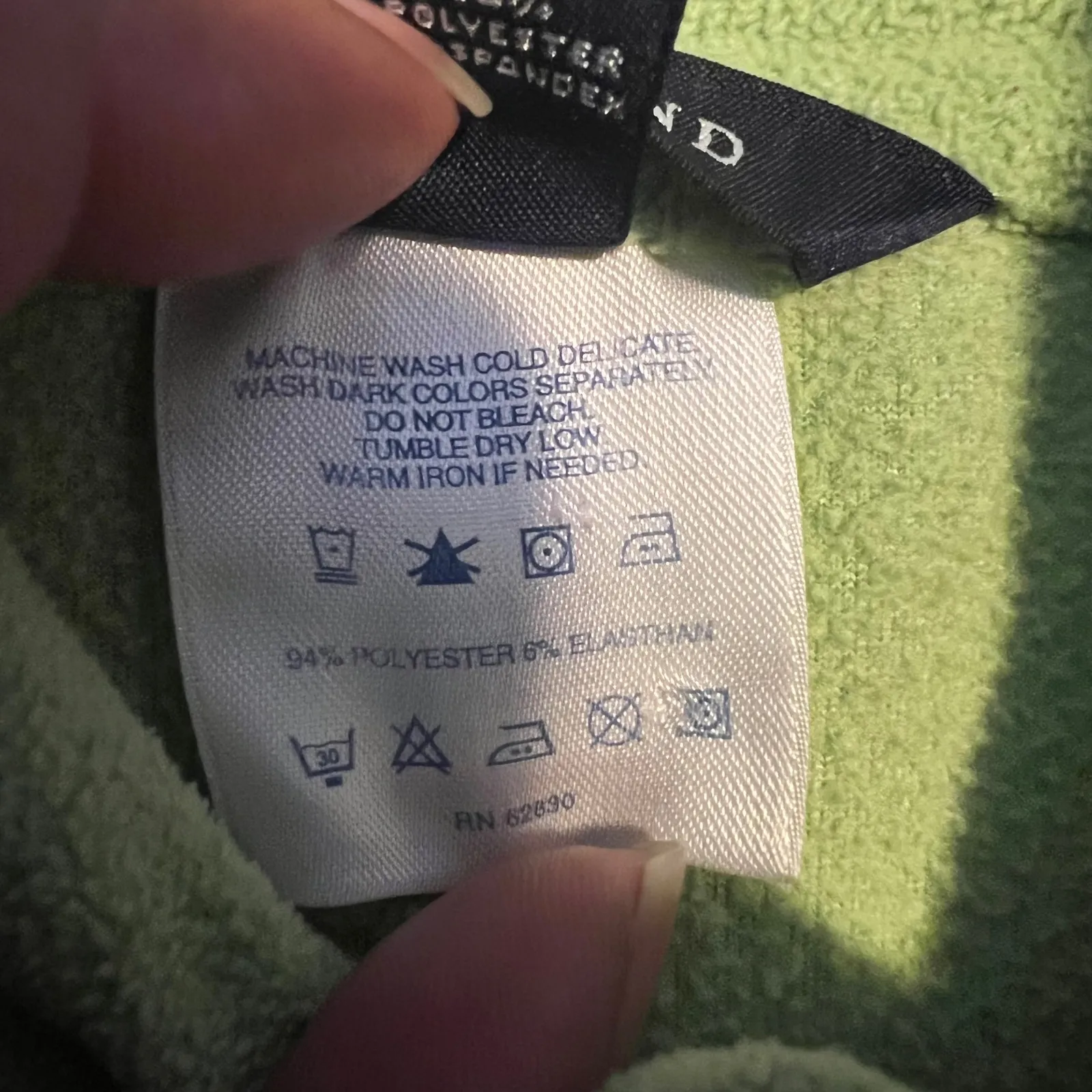 Lands End Green Fleece Quarter Zip Pullover Sweatshirt Blue Elbow Patches Sz 6-8 - Image 3