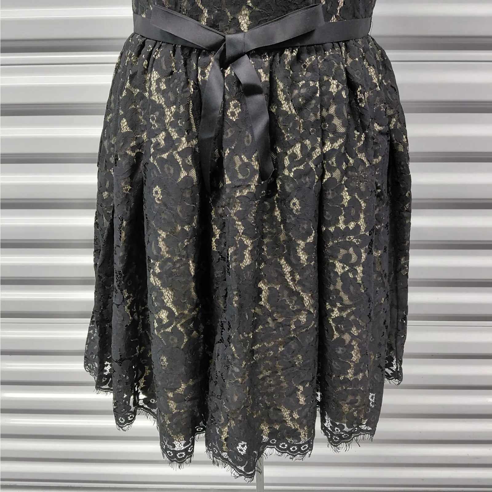 Womens Dark Romantic Lace Dress Size 8 Black Strapless Evening Robert Rodriguez - Image 6