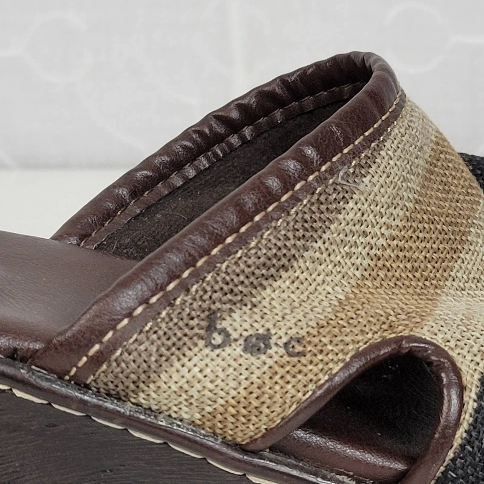 B.O.C Born Womens Shoes Size 7 Brown Gray Striped Canvas Slip On Clog‎ Mules - Image 11