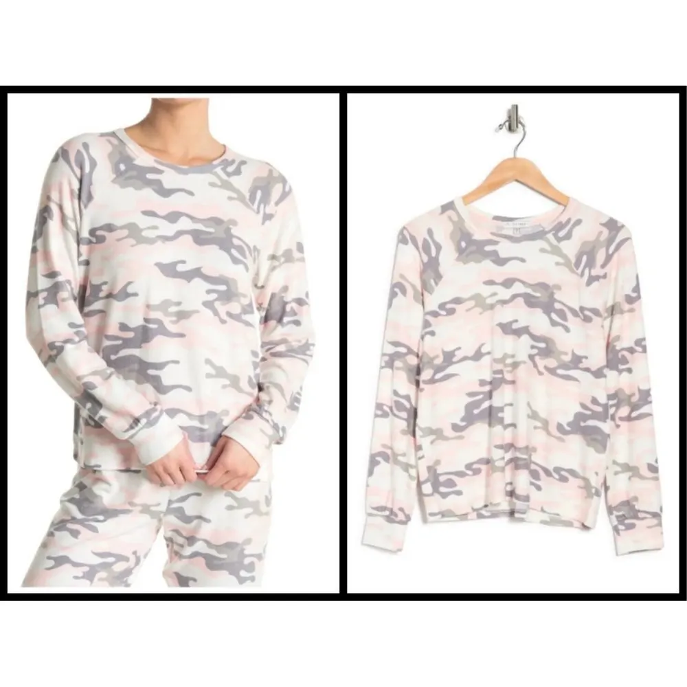💕PJ SALVAGE💕 Long Sleeve Printed Raglan Top Ivory Camo Loungewear Medium M NWT - Image 3