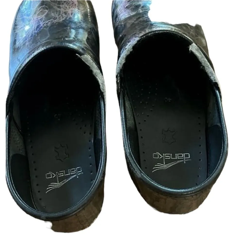 Dansko Professional Patent Iridescent Clog Mule Slip On Black Purple Size 40 - Image 9