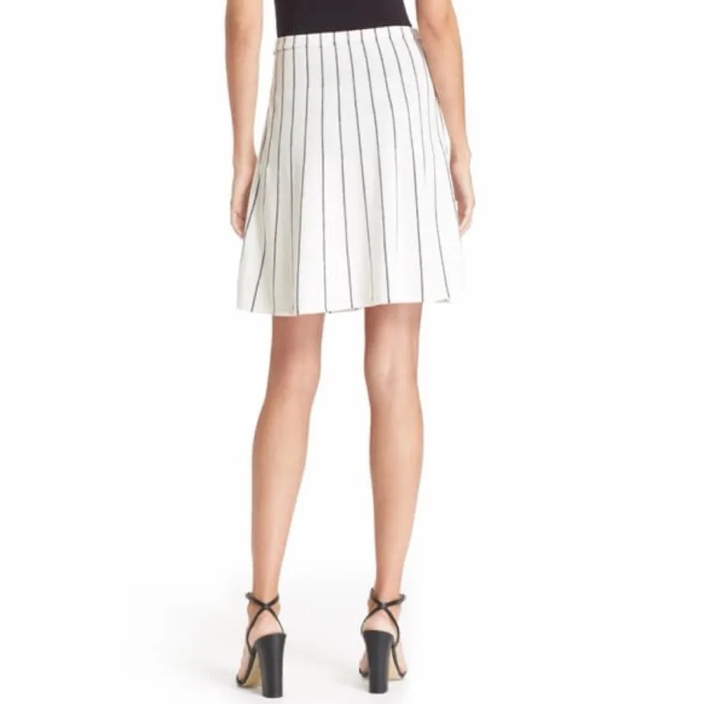 Theory Lotamee P Prosecco Black & White Striped A-Line Skirt Size: Large - Image 3