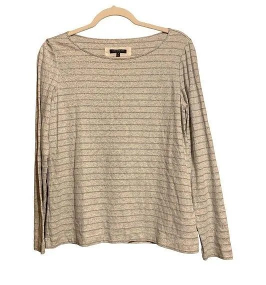 Lafayette 148 New York Womens Size Medium Multicolor Metallic Stripe Blouse Top - Image 1