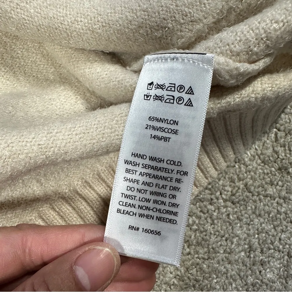 Joie Button Front Cardigan Sweater Longsleeve V-Neck Soft Fuzzy Cozy in Beige L - Image 11