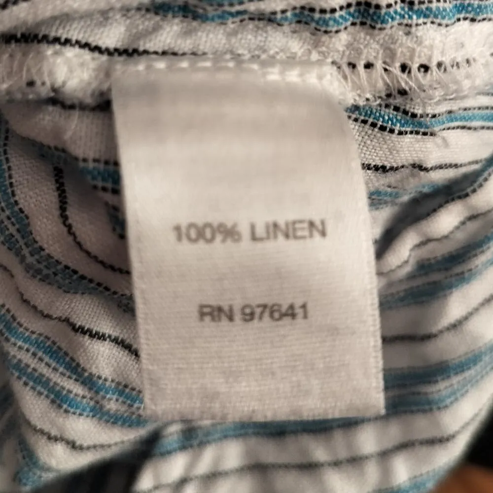 J Jill Love Linen Size MP Medium Petite Striped Popover Top Shirt - Image 4