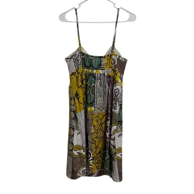 CAbi‎ #107 Patchwork Print Dress Beaded Neckline Sleeveless Casual Colorful Sz 8 - Image 4