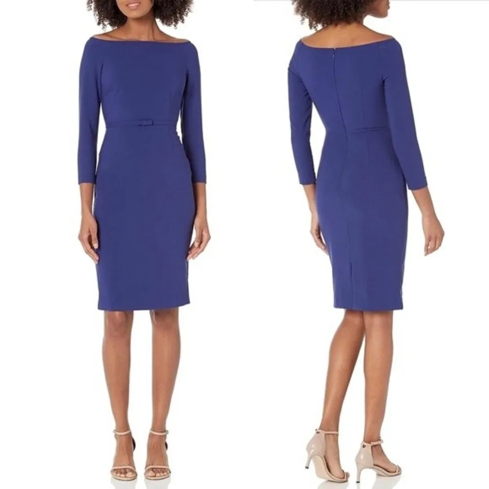 LIKELY Duchess Dress Royal Blue OTS Off The Shoulder Bodycon Midi Women’s Size 6 - Image 13