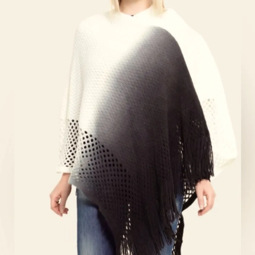 Styline. Knit ombré poncho. OSFM Black Size undefined - Image 3